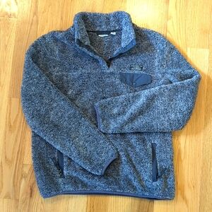 L.L.Bean High Pile Fleece Pullover Women Medium Frost Gray Heather/Alloy Gray